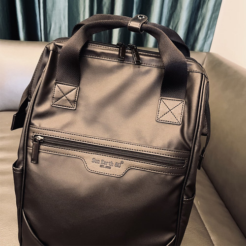 限量黑金版~sunearthu新款双肩包女防水通勤背包男大容量学生书包 - 图0