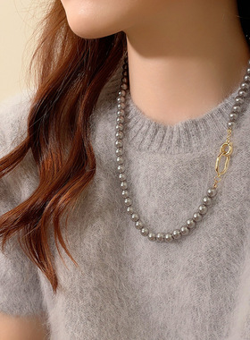 小香风灰色高端大气卫衣链