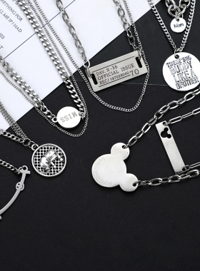 双层新款欧美潮网红嘻哈项链