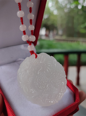 天然麒麟玉佩招财元宝吊坠男女