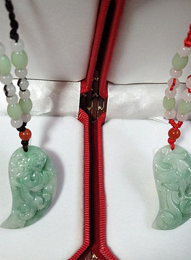 天然龙凤情侣项链翡翠和田玉吊坠