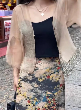 防晒开衫女短款小披肩上衣罩衫