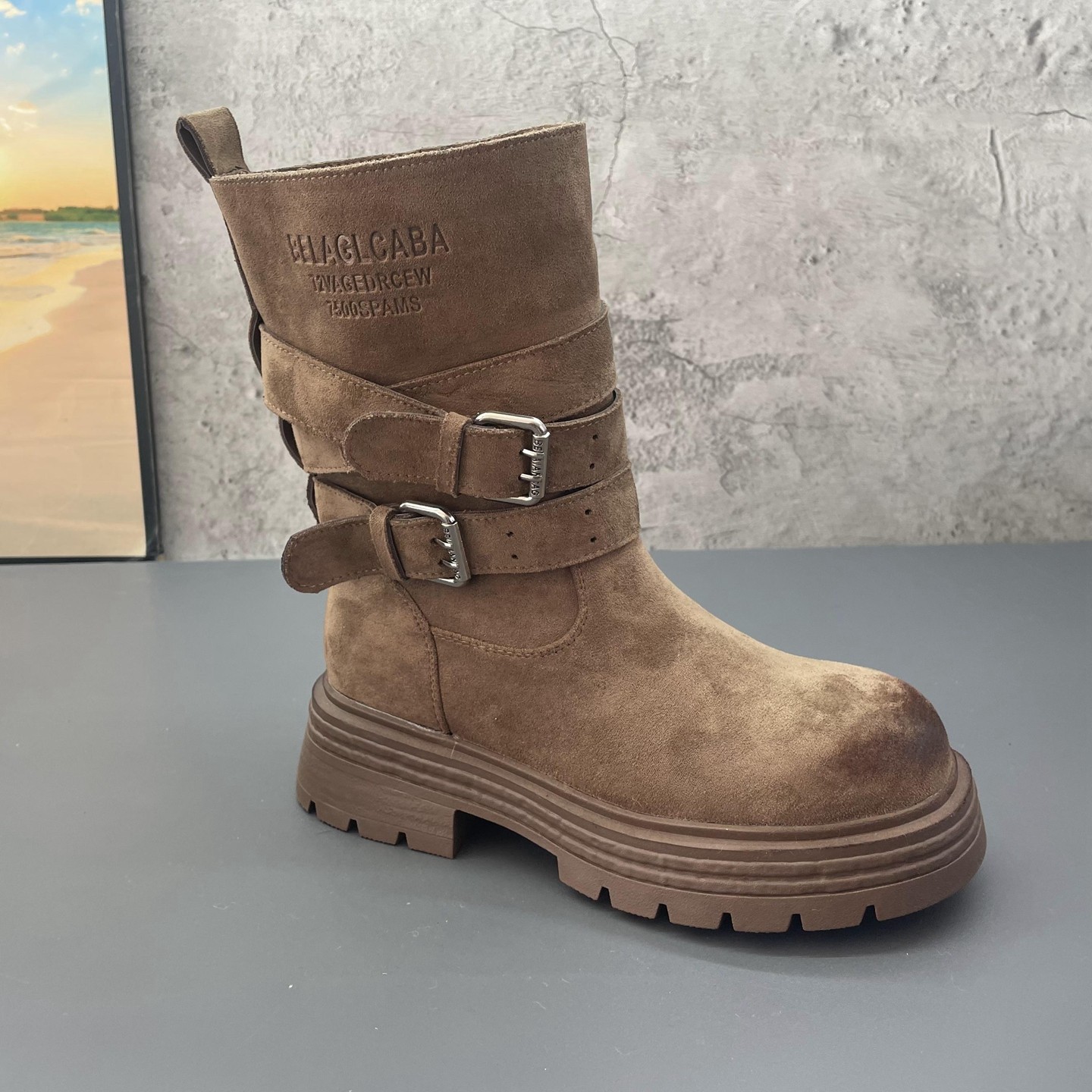 2025秋冬季新款撤柜折扣皮带扣骑士靴中筒户外时尚棉里女潮靴子,淘宝优惠券,粉丝福利购,淘宝优惠卷