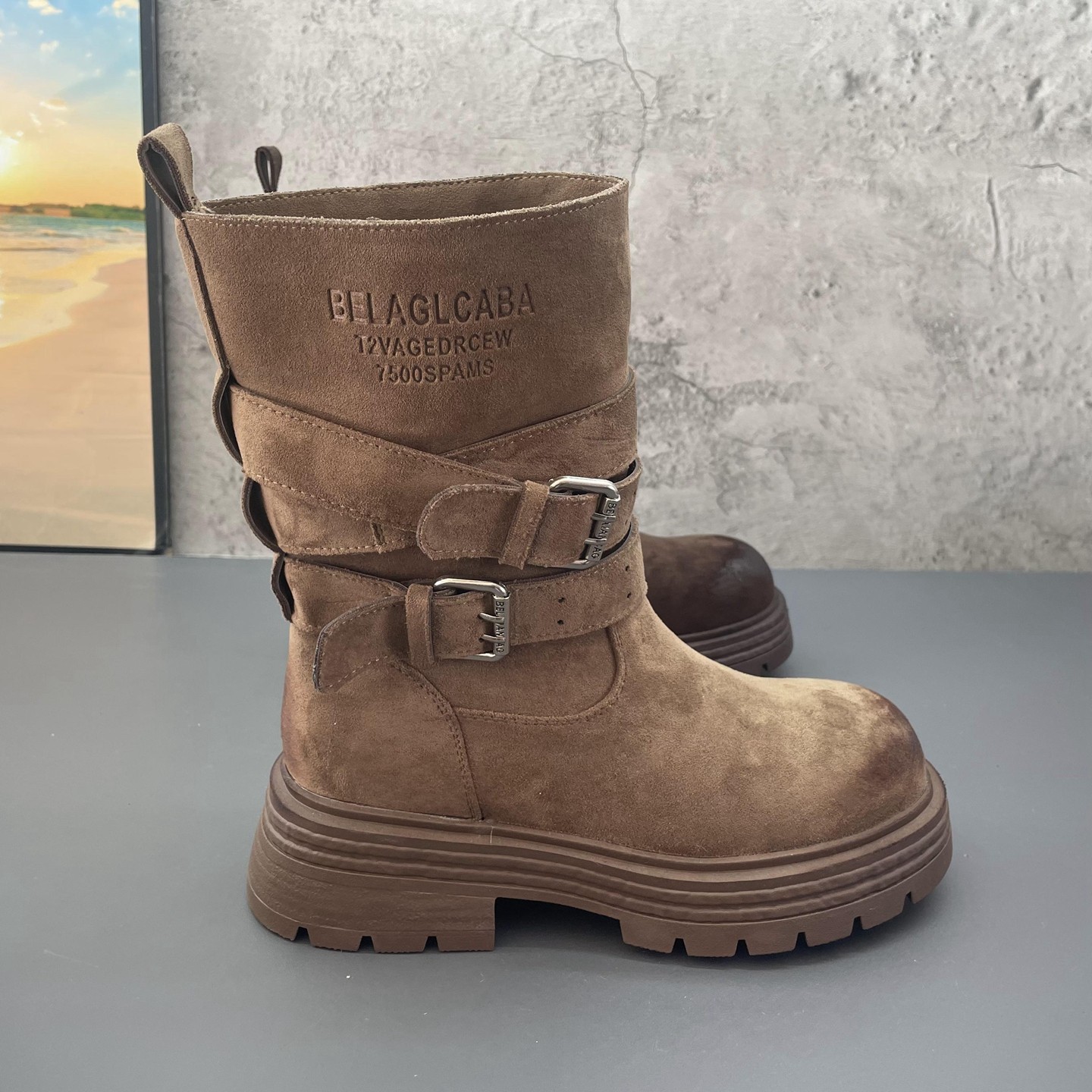 2025秋冬季新款撤柜折扣皮带扣骑士靴中筒户外时尚棉里女潮靴子,淘宝优惠券,粉丝福利购,淘宝优惠卷