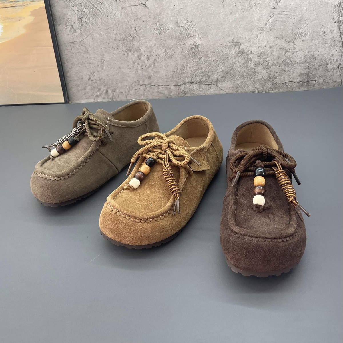 2025撤柜断码秋季新款真皮串珠复古深口牛反绒内增高勃肯鞋女单鞋,淘宝优惠券,粉丝福利购,淘宝优惠卷