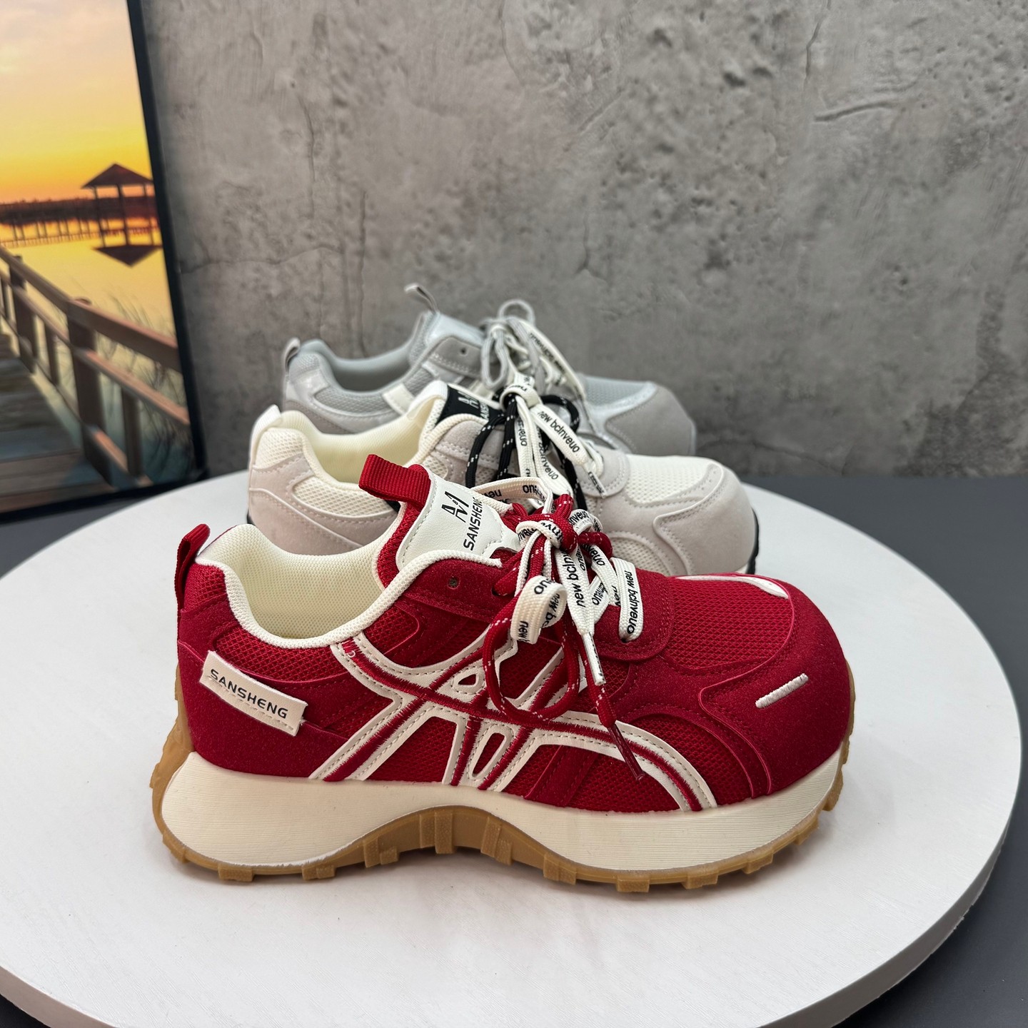 小蛮腰红色厚底老爹鞋女2026新款春季百搭网面透气增高休闲运动鞋,淘宝优惠券,粉丝福利购,淘宝优惠卷