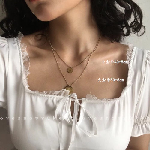 RUKL新高质感复古字母金币款头像圆牌吊坠项链欧美长款项链毛衣链 - 图2