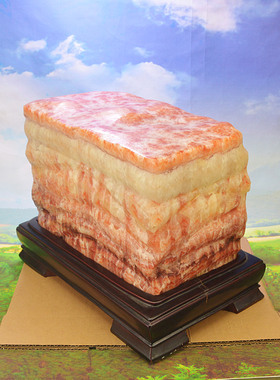 天然猪肉石五花肉大摆件奇石观赏石造型石特产礼品招财家居装饰玉