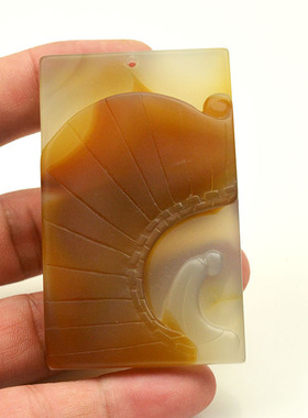 天然玛瑙悟道方牌吊坠达摩挂件