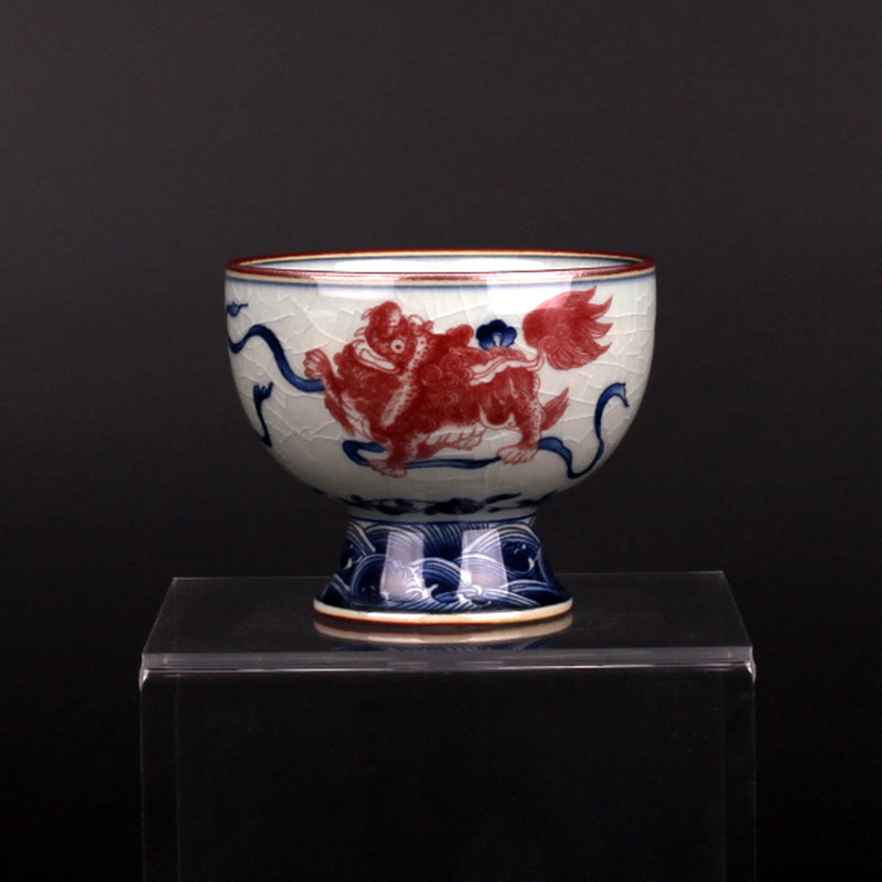 手絵青花釉里紅獅子紋碁盤天字缶細工古磁器を作ります