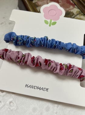 外贸森系碎花褶皱小肠发圈皮筋女扎头高级马尾发绳丸子头发圈头绳