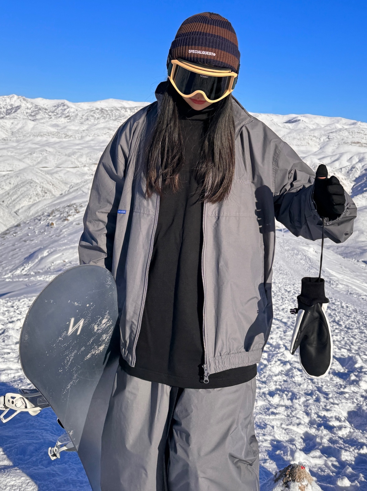 沈小仙doce金属灰色防水防风透湿耐磨夹克滑雪服套装滑雪裤 - 图3