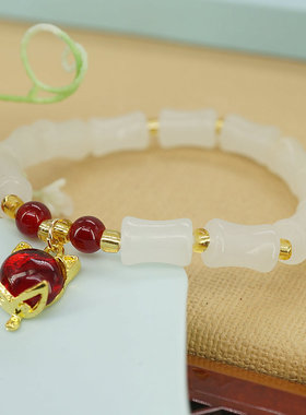 中国风仿白玉竹节珠手串女生甜美个性古风古韵手链B配饰义乌手饰