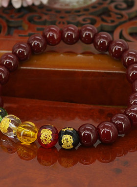 五路财神民族风仿朱砂手链