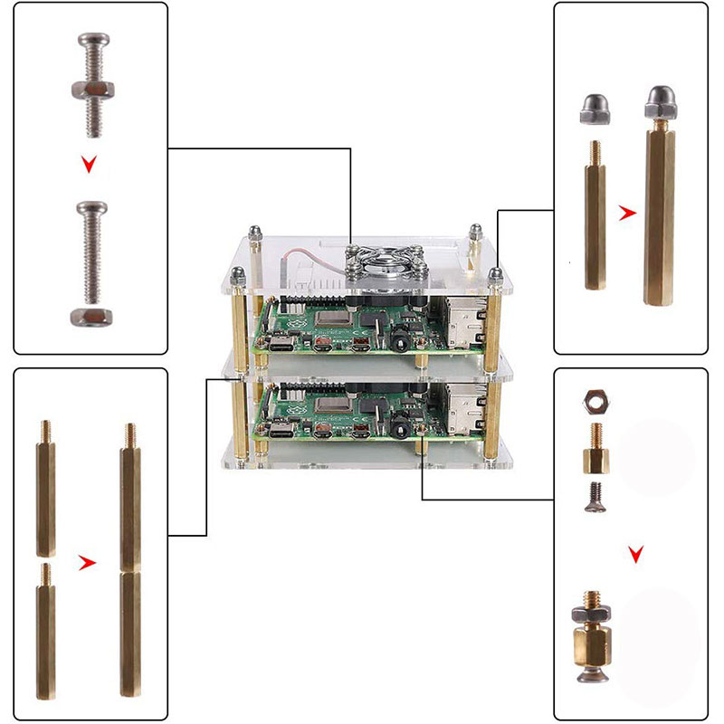 树莓派5代3B 4B通用亚克力外壳多主板多层堆叠加自由组装集群架子 - 图1