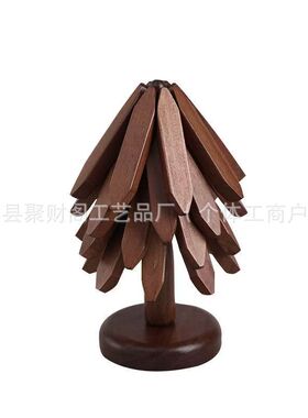 轻奢小树相思木隔热垫摆件家用一棵树实木隔热垫餐厅圣诞树隔热垫
