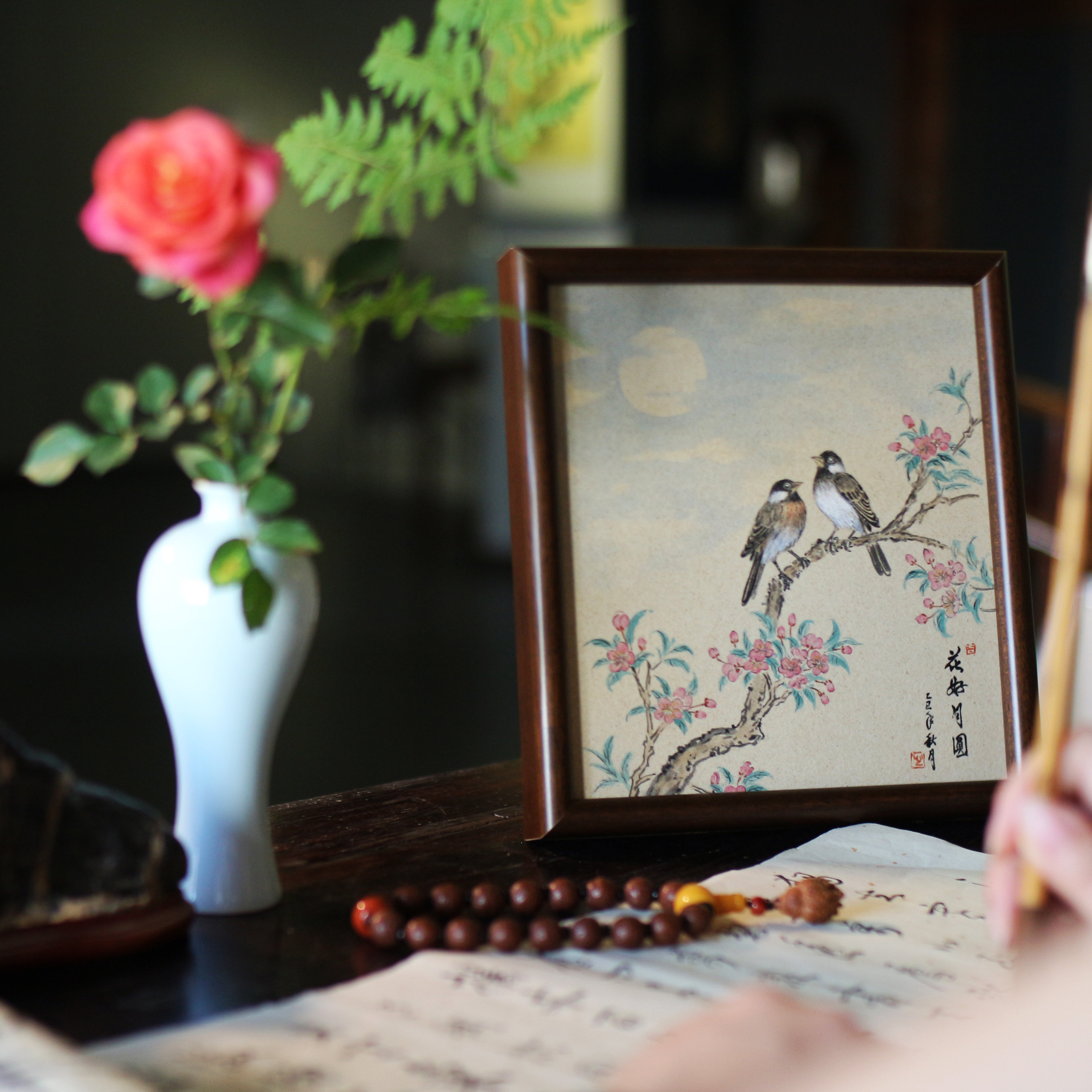 蝉心亭陶瓷瓷板画景德镇手绘新中式文人挂画茶空间装饰画茶道配件,淘宝优惠券,粉丝福利购,淘宝优惠卷