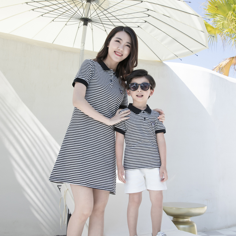 亲子装一家三口夏 新款潮全家装条纹母女装连衣裙幼儿班服园服 2019 亲子装一家三口夏 新款潮全家装条纹母女装连衣裙幼儿班服园服 2019