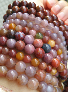 一物一图天然印尼珊瑚玉佛珠108颗男女手链项链精品果冻彩花紫冰