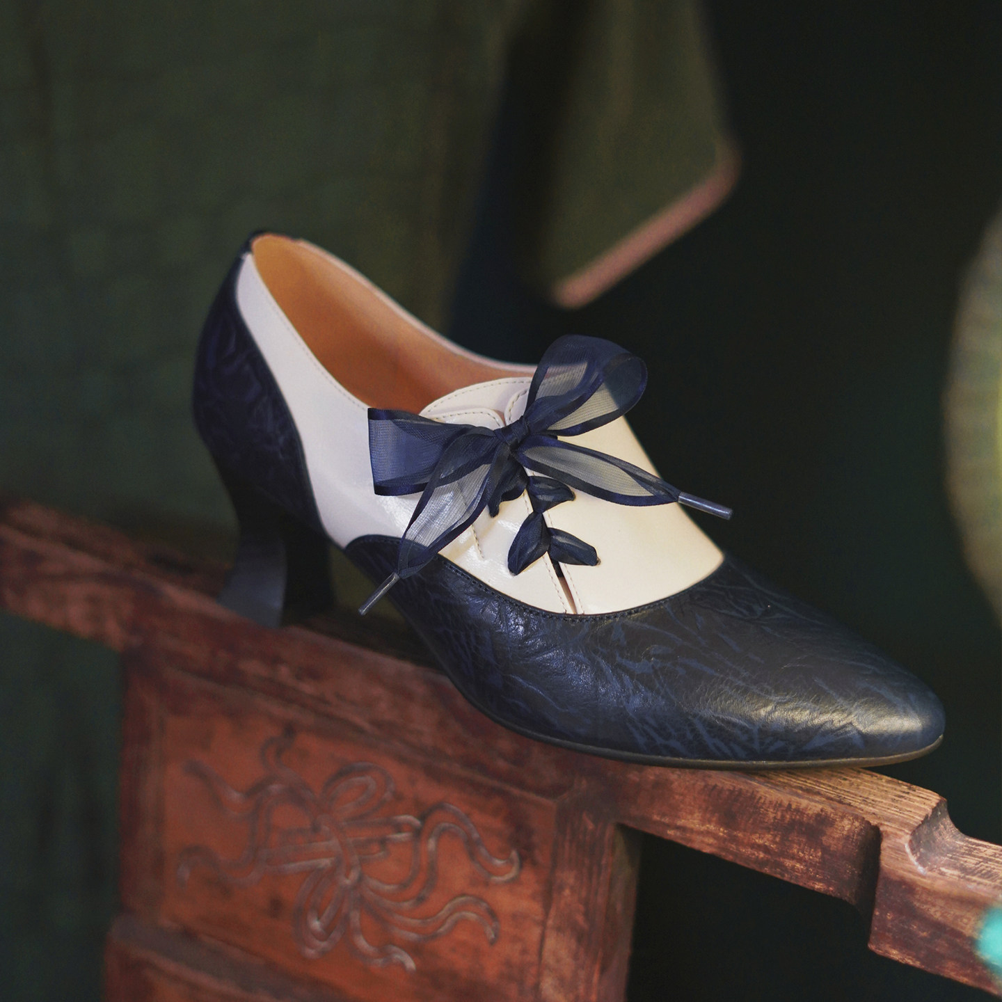 奈里法式复古海军蓝白拼接中古高跟鞋民国旗袍系带深口玛丽珍单鞋,淘宝优惠券,粉丝福利购,淘宝优惠卷