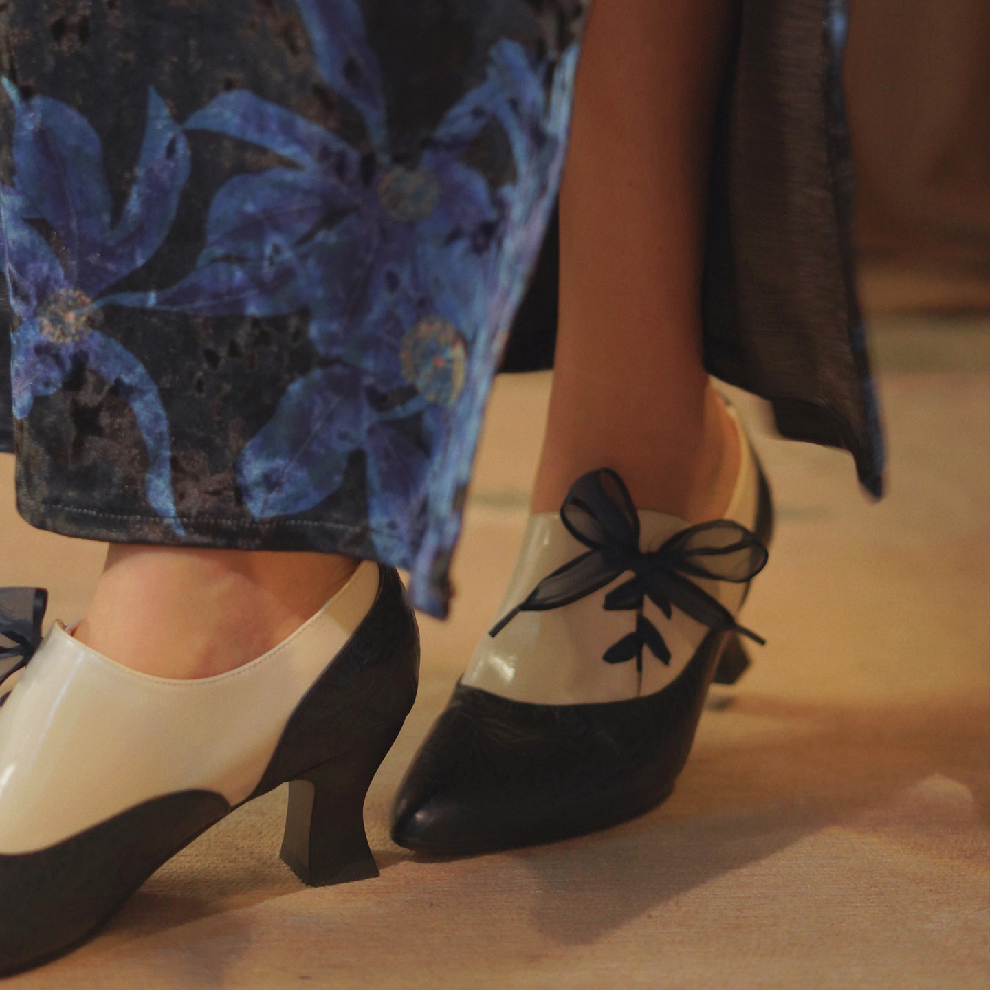 奈里法式复古海军蓝白拼接中古高跟鞋民国旗袍系带深口玛丽珍单鞋,淘宝优惠券,粉丝福利购,淘宝优惠卷