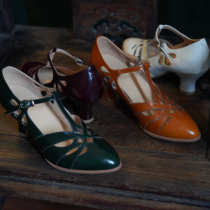 奈里法式复古民国旗袍酒杯跟高跟鞋镂空丁字带玛丽珍女鞋深口单鞋,淘宝优惠券,粉丝福利购,淘宝优惠卷