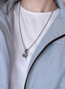 不掉色蛇形吊坠钛钢项链男女饰品