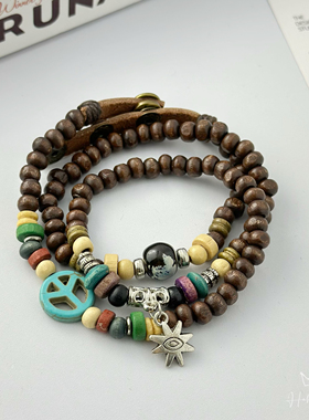 木珠混搭手串多圈叠戴手链男潮人