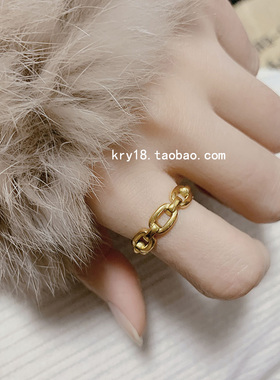 简约黄金色指环三环钛钢戒指女龙