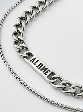 钛钢不掉色潮流穿搭双层项链男款配饰高级感痞帅百搭锁骨链潮嘻哈