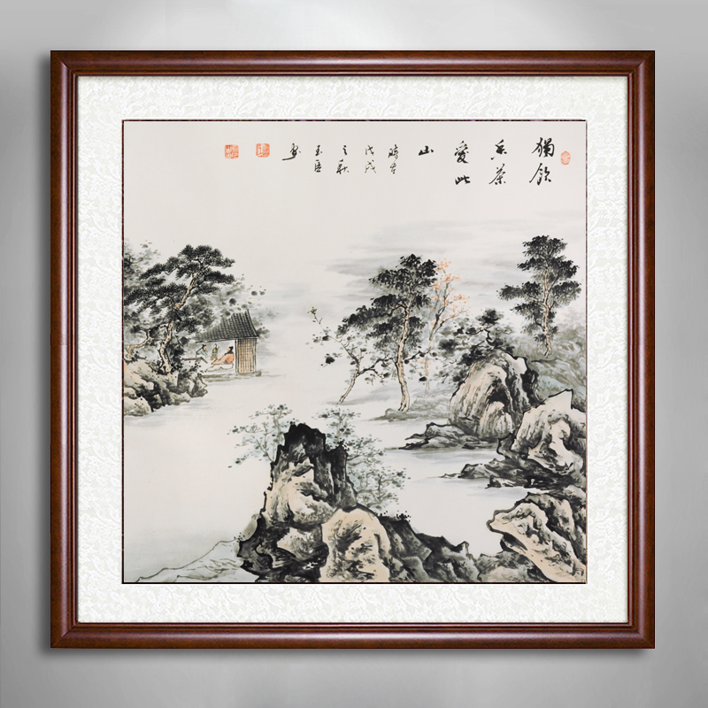 名家手绘真迹斗方山水国画风水画办公室客厅玄关装饰字画中式挂画