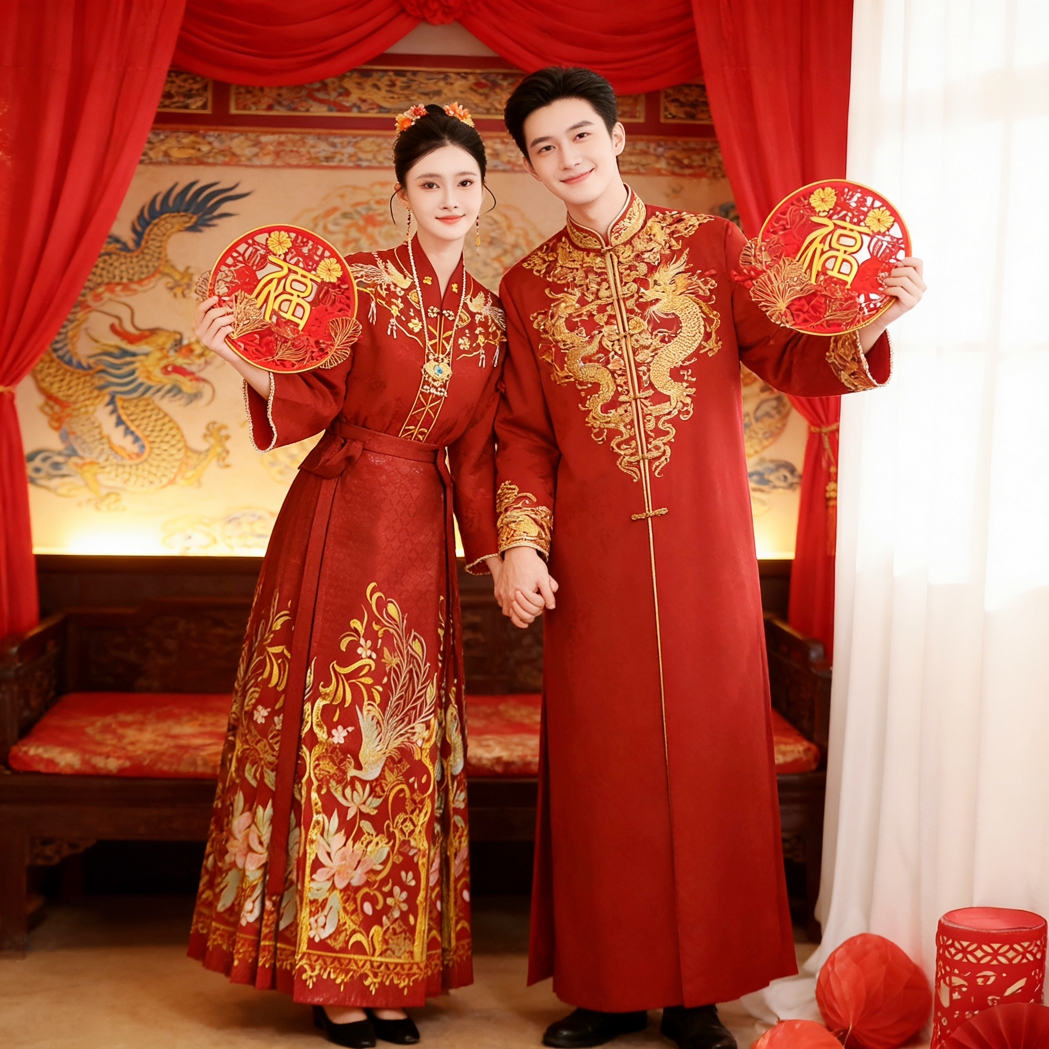 琴瑟和鸣大码敬酒服红色马面裙订婚汉服女刺绣织金新中式半身裙冬,淘宝优惠券,粉丝福利购,淘宝优惠卷