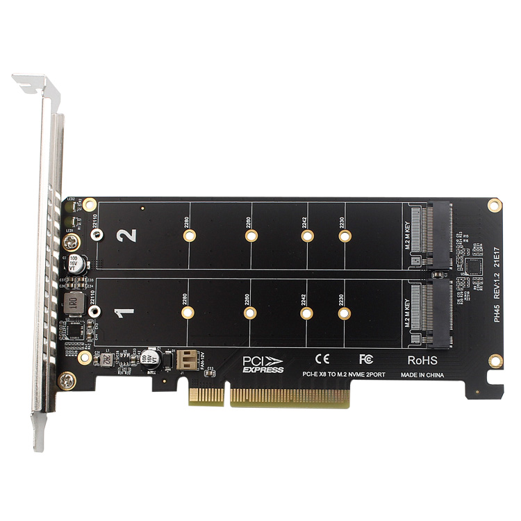 PCIE4.0X8/X16转双盘nvm扩展卡SSD固态硬盘M2转接卡RAID阵列免驱 - 图3