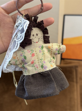 韩系小丑娃进口布艺娃娃挂件钥匙扣包挂手作少女蕾丝ins可爱