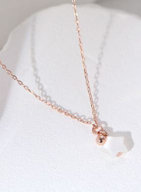 星星贝母项链女s925纯银玫瑰金夏季时尚新款锁骨链百搭ins风吊坠