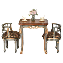 American countryside full solid wood small family dining table balcony casual table and chairs combined home European-style coffee table square