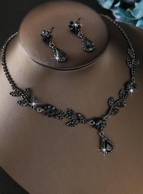 欧美新款精致满钻水滴形项链百搭