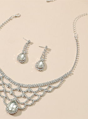 时尚项链耳环两件套装闪亮百搭女
