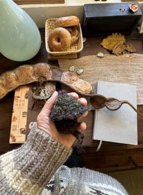 oneblue nook 丨小众款 手工钩织蘑菇项链 毛衣链