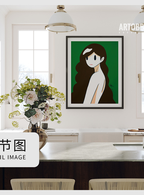 Takeru Amano天野健新款卡通美女现代流行潮流卧室客厅绿色装饰画