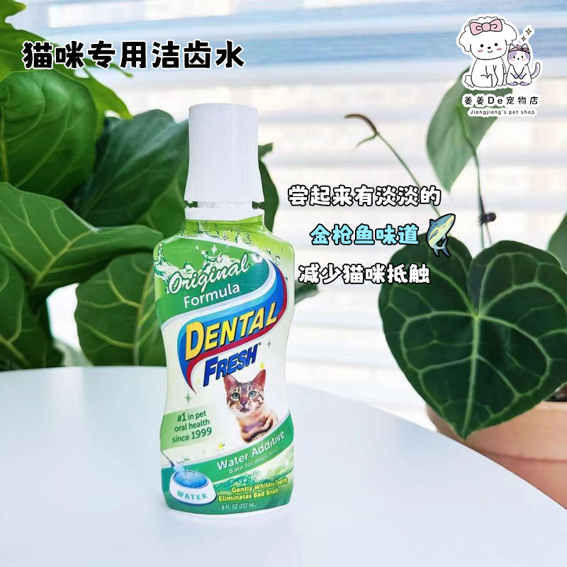 美国进口DENTAL FRESH清新乐宠物漱口水可食用狗猫咪除口臭洁齿水 - 图0