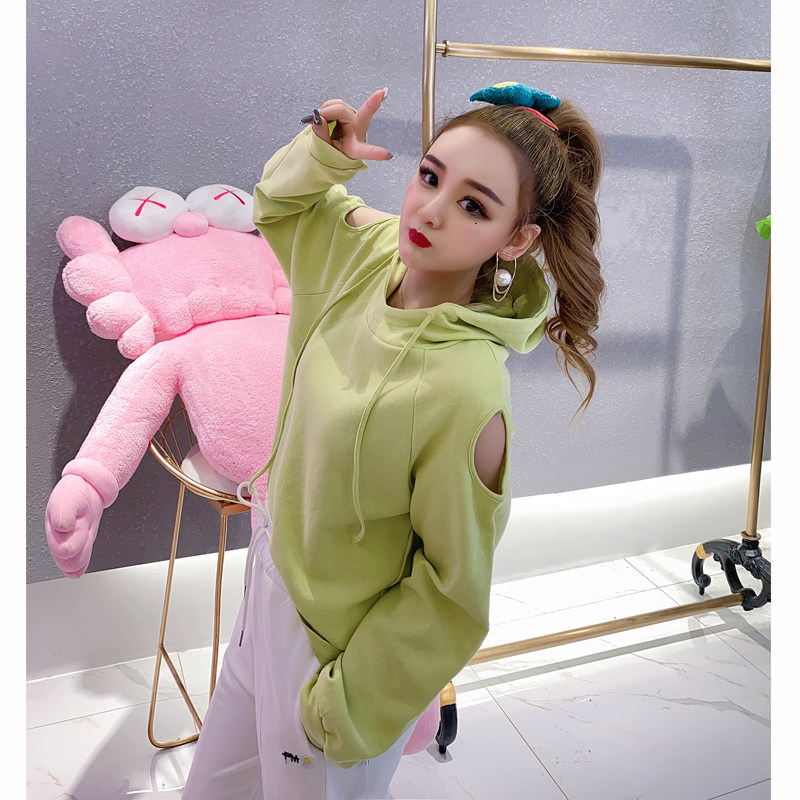 李小美定制女装春秋露肩心机潮卫衣 李小美 定制女装卫衣/绒衫