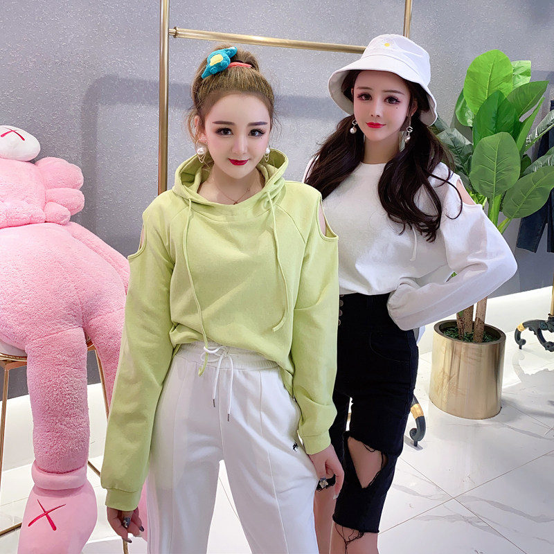 李小美定制女装春秋露肩心机潮卫衣 李小美 定制女装卫衣/绒衫