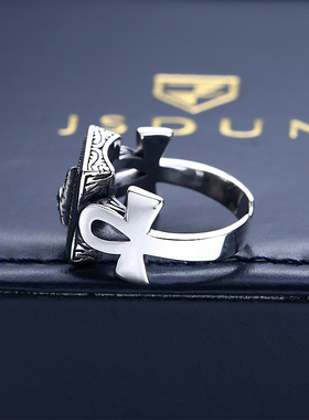 S925纯银全视之眼男士开口戒指