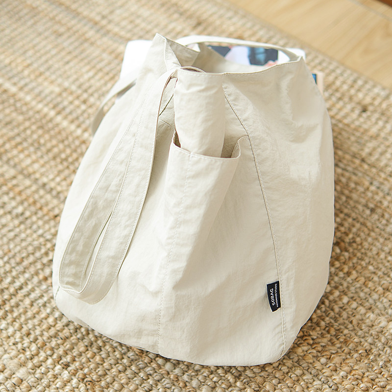 sobag日系百搭防水尼龙休闲白色托特包女拉链通勤大容量单肩布包,淘宝优惠券,粉丝福利购,淘宝优惠卷