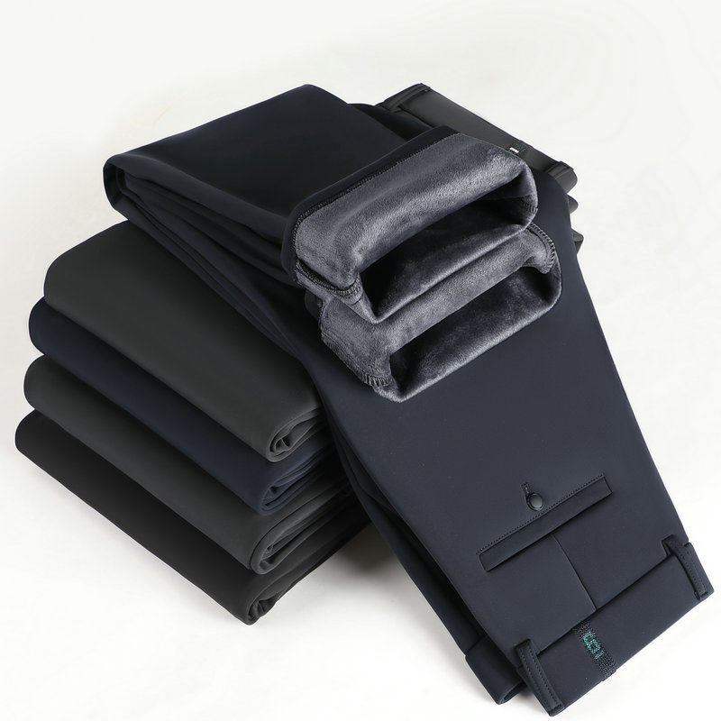 啄木鸟冬季新款加绒加厚西裤男中年商务直筒宽松休闲裤男纯色长裤,淘宝优惠券,粉丝福利购,淘宝优惠卷