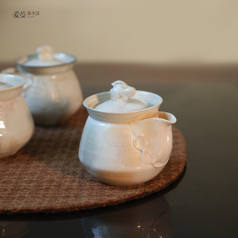 爱曼/木田柴烧瓷泥玉兔摘宝瓶木田窑变玉泥手抓泡茶碗景德镇,淘宝优惠券,粉丝福利购,淘宝优惠卷