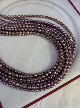 天然淡水珍珠项链紫色珍珠项链4-5mm米形成品项链s925纯银延长扣