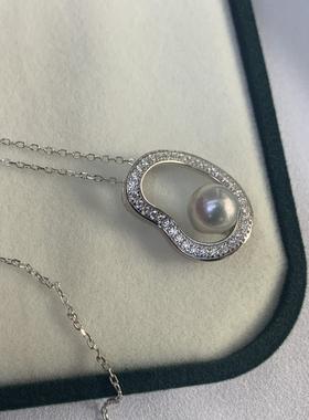 日本akoya珍珠轻奢小众设计2025款精工纯银套链百搭7.5-8mm真珠