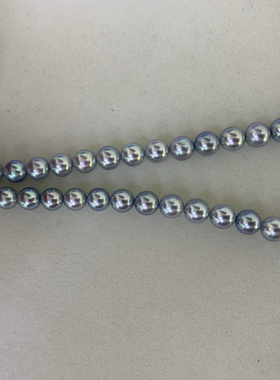 极光7-7.5mm调色真多麻色akoya珍珠项链正圆几乎无瑕项链纯银扣